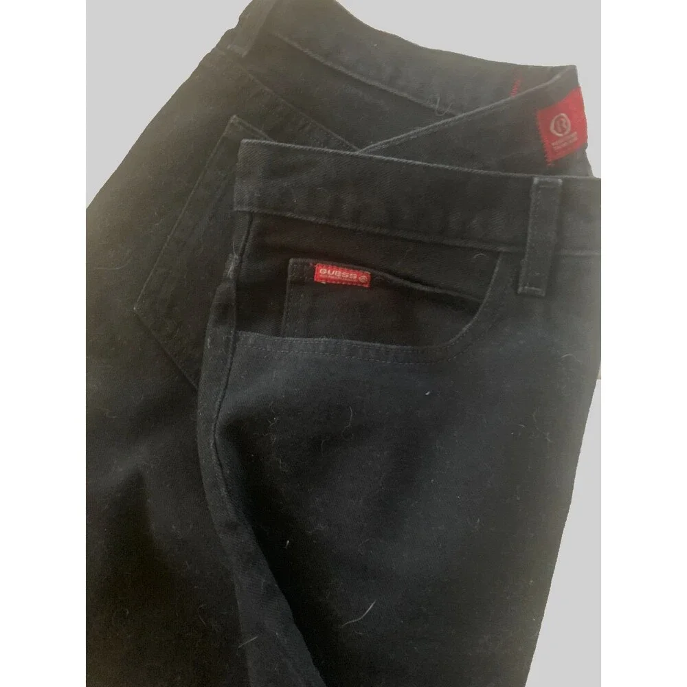 NWOT Vintage Black Guess Men's 100% Cotton Coupe Cut Jeans USA Size 34 (34 x 33)